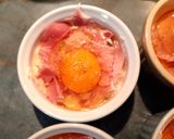 A picture of step 4 of Baked Eggs with Ham and Mushrooms.