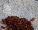 A picture of step 3 of Peri sauce fried rice.