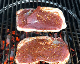 A picture of step 3 of Duck breast ‘yakitori’ with garlic mushrooms and tender stem broccoli.