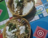 A picture of step 6 of Chatpati aalo tikki katori chaat.