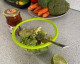A picture of step 2 of Guacamole with sun dried tomatoes.