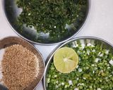 A picture of step 1 of Green garlic chutney.