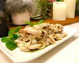 青醬拌肉片白精靈菇的食譜步驟4照片