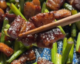 A picture of step 6 of Stir-Fried Garlic Scapes with Pork Belly.