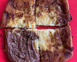 A picture of step 3 of Banana Nutella french toast.
