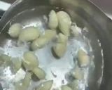 A picture of step 1 of “Fish and chips” - Mulloway with a Pallete d’All Doux and Garlic Chips.