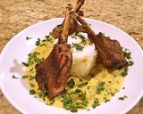 A picture of step 6 of Potato in yellow curry sauce with grilled lamp chops.