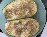 A picture of step 1 of Baked Eggplant w Tomato/Parmesan.
