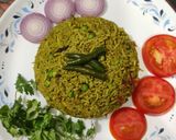 A picture of step 10 of SPINACH RICE with PEAS..