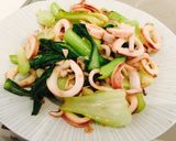 Hình bước làm 12 của món Cải thìa xào mực tươi Trên đất Nhật