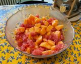 Une image de l'étape 9 de Salade de pomelos au melon, orange et vanille.