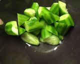 A picture of step 2 of Octopus, cucumber & seaweed salad (with Sanbaizu dressing).