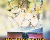 A picture of step 1 of Soya methi Tomato fish stew.