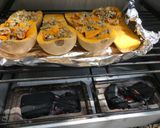 A picture of step 3 of Oven baked parmesan malenge and stuffed onions.