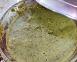 A picture of step 8 of Masala Dosa, sambar, coconut, dhania chutney.