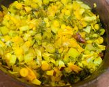 A picture of step 4 of Gobhi danthal with chana dal (cauliflower stalk with chickpea lentils).