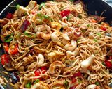 A picture of step 5 of Veg Kung Pao Noodles.