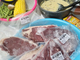 Beef steak+Garlic baby beans and corn+Creamy mushroom sauce