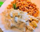 Cukkinis, tejszínes, rozmaringos csirkemell recept fázis 5 fotója