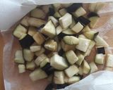 A picture of step 4 of Busiate with Swordfish, Eggplant, and Mint.