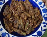 A picture of step 9 of Rajasthani bhindi.
