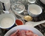 A picture of step 1 of Chicken 65 with sauce/Gravy.