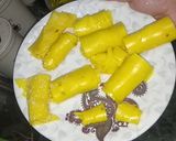 A picture of step 8 of Microwave Khandvi.
