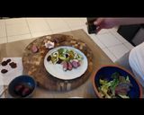 A picture of step 3 of Marinated Lamb saddle, citrus beet salad with Ranch dressing.