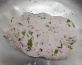A picture of step 2 of Akki roti (rice flat bread).