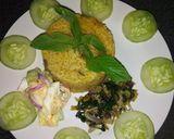 A picture of step 4 of Jollof Rice with Coleslaw and Dried Fish.