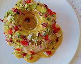 A picture of step 15 of Thandai Bundt cake with Kesar thandai Rabdi frosting.