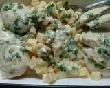 Foto del paso 6 de la receta: Pollo con crema al verdeo y papas