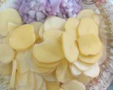 A picture of step 1 of Potato with spring onion.