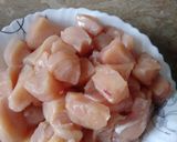 A picture of step 1 of Chicken Malai Boti.