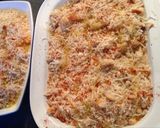 A picture of step 5 of Jamie Oliver's Macaroni Cheese.