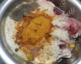 A picture of step 1 of Hyderabadi Chicken Biryani in microwave.