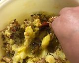 A picture of step 4 of Aloo (Potato) Bharta: 4 different types of 'Mashed Potatoes' with 'Desi Twists'.