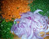 A picture of step 1 of Veggies rice and veggies sauce.
