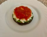 A picture of step 4 of Summer Eggplant Parmigiana with Basil Pesto, Buffalo Mozzarella, and Roasted Tomatoes.