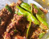 A picture of step 1 of Green chilli garlic carrot achar.