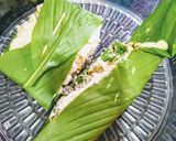 A picture of step 3 of Instant Haladipatra Pitha (pitha with turmeric leaf).