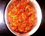 A picture of step 4 of Lehsun ki chutney (Rajasthani style)/ garlic chutney.