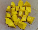 A picture of step 1 of Yellow Pumpkin Pachadi (side dish).