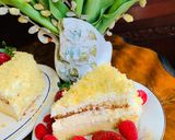 Pas rețetă Tort Mimoza cu cremă de lămâie și ananas 🍋🍍🍋🍍 12 fotografie