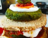 A picture of step 8 of Hot & Tangy Cheakpea Spinach Tikki Open sandwich.