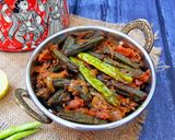 A picture of step 8 of Orissa Style Bhindi Masala.