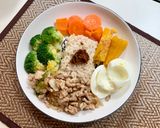 รูปขั้นตอนการทำที่ 7 ของ อกไก่สับผัดพริกขี้หนู แอมผักต้มหลากสีสัน 🥕🥦🎃