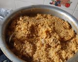 A picture of step 4 of Nati style Chicken biriyani Karnataka style biriyani.