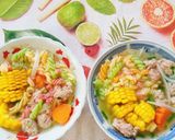 Hình bước làm 6 của món Nui nấu mọc,thịt băm,bắp và cà rốt