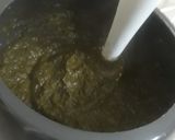 A picture of step 1 of Sarso saag with makke ki roti.